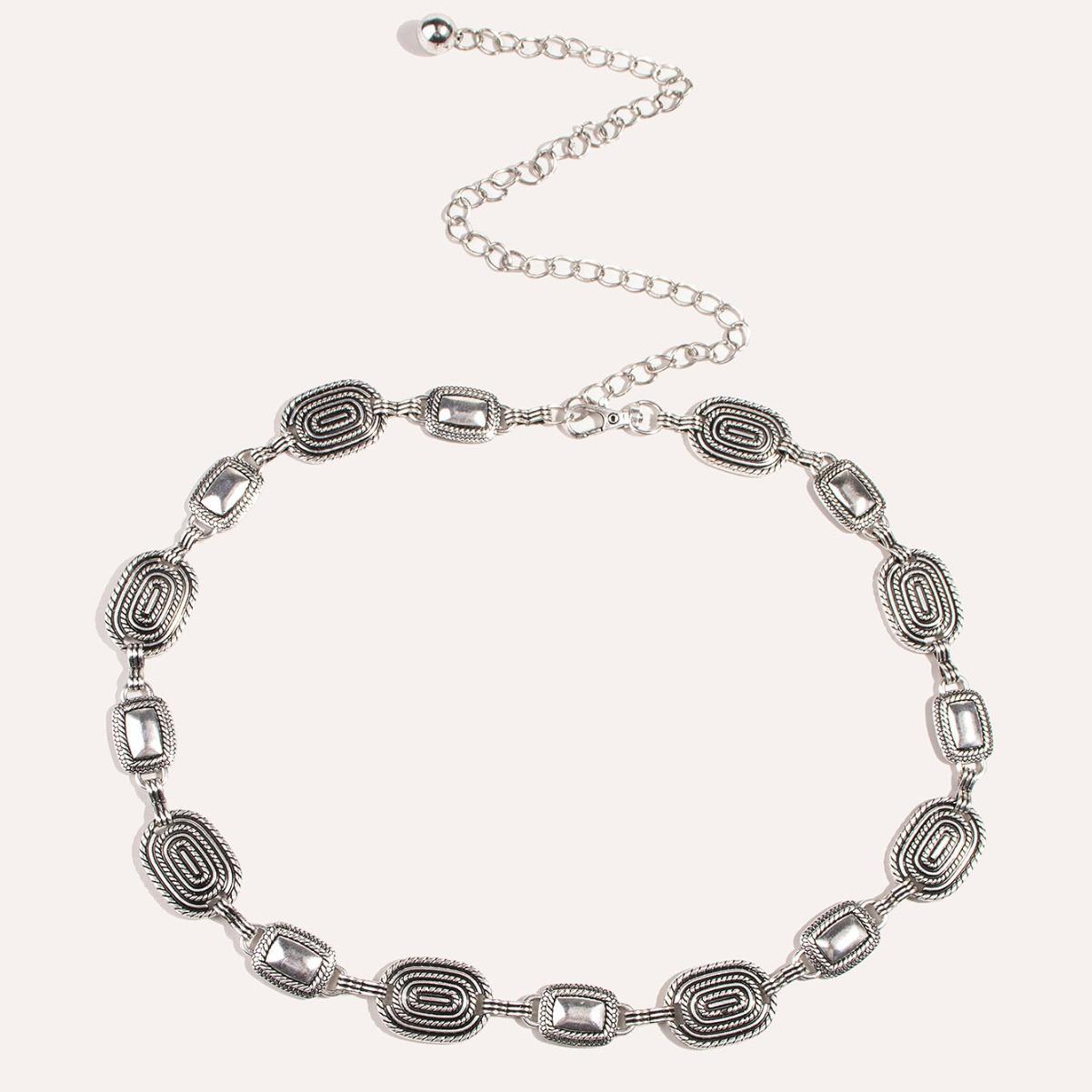 

Новая резная ретро поясная цепочка для женской металлической элегантной классики