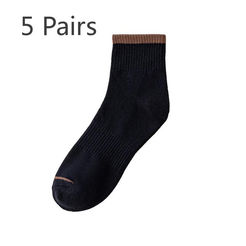 

5 пар сезонных мужских хлопковых носков до середины икры, впитывающих пот, дышащих, удобных спортивных носков, носков для бега и прыжков на скакалке, для тренировок на открытом воздухе, оптовая продажа 5 pairs темно-синий