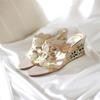 Sandalias de cuña para mujer Zapatos de verano Lentejuelas de lujo Sandalias tipo gladiador para mujer Zapatillas Chanclas de plataforma para mujer Zapatos de tacón alto para mujer
