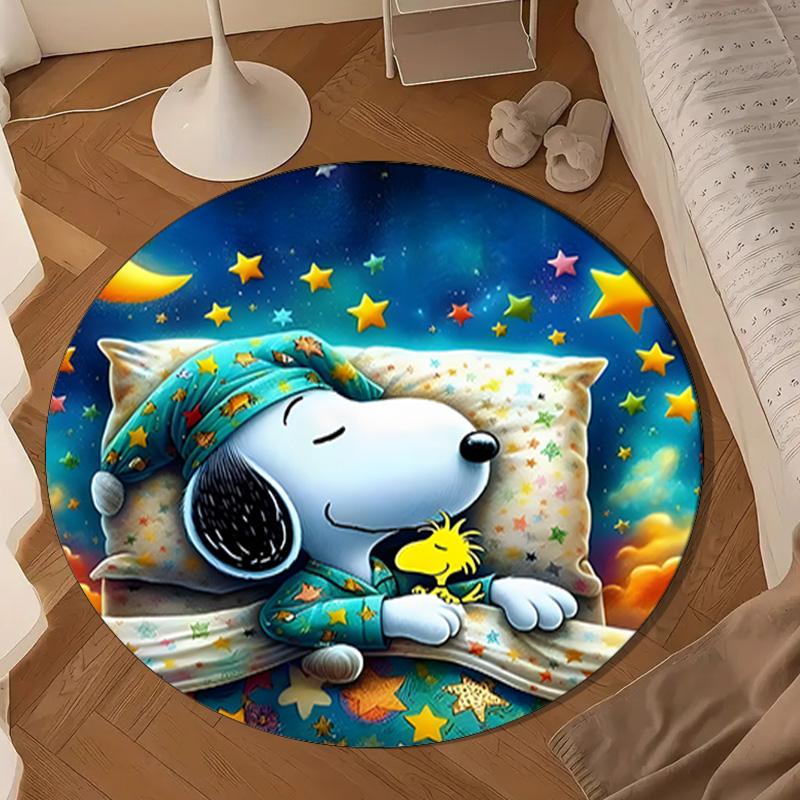 Cute Dog Sweet Dreams Round Rug for Livingroom,Bedroom, Palyroom, Chair Rug, Area rug, Circle Carpet, Large Size Fan Christmas gift