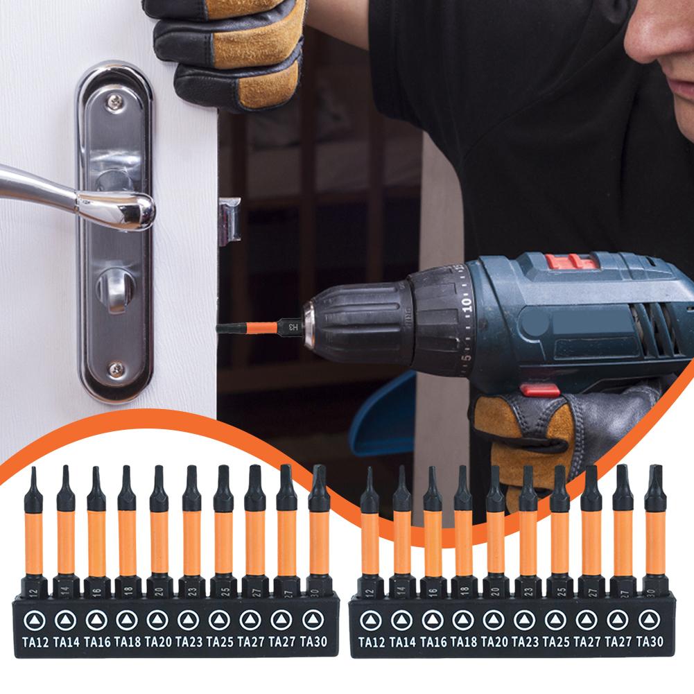 10 PCS Triangle Bit Set Magnetic Head S2 Alloy Steel Triangle Screwdriver Bits Triangle Bits Screwdriver Bit TA12-TA30