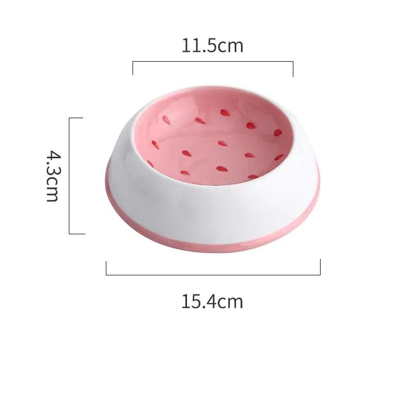 Cute Designs Pet Ceramics Bowl Watermelon Strawberry Shape Cat Food Bowl Small Dog Colorful Water Suppliers Cat Bowl