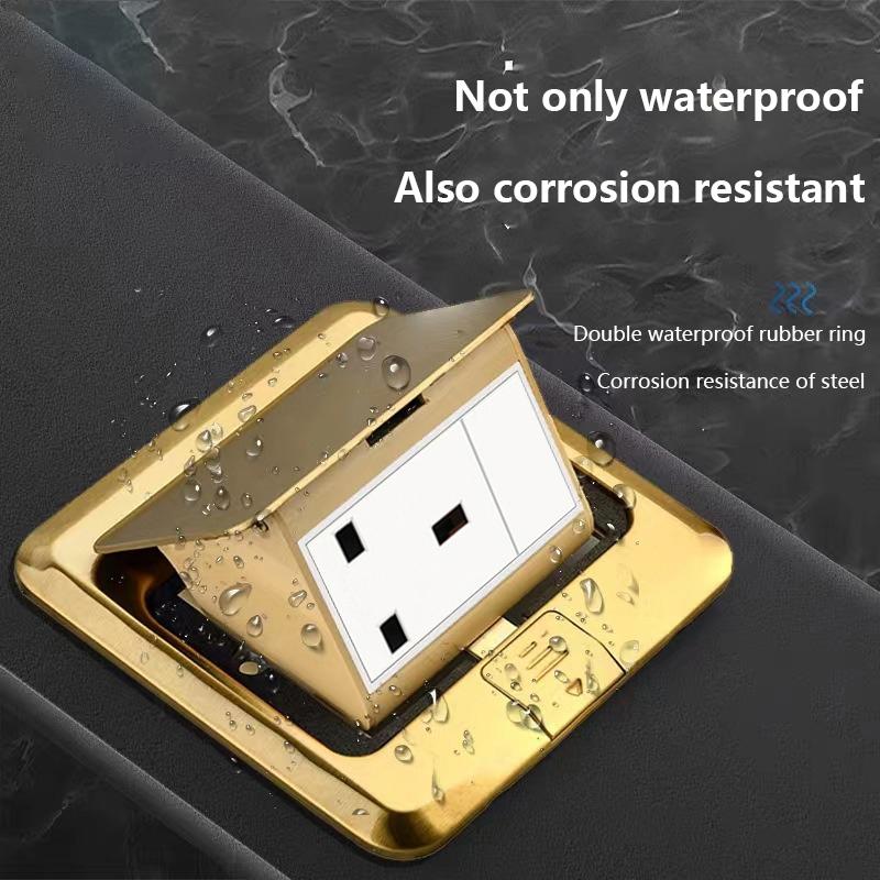 UK Standard 13A Boden-wasserdichte Steckdose, Britische Küche Schlafzimmer Innen Wasserdichter Ausgang versteckt Computer Edelstahl Stecker