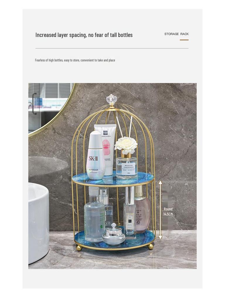 Nordic Vanity Table Birdcage Shelf Makeup Storage Box for Bathroom