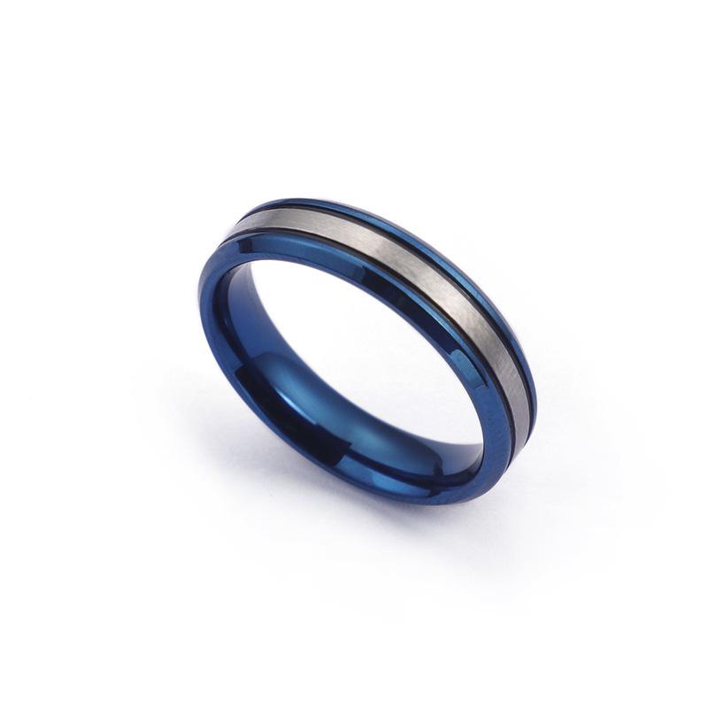Korean Style White & Blue Titanium Steel Couple Rings