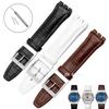 19mm Pasek do zegarka z prawdziwej skóry bydlęcej dla Swatch 17mm Pasek Męski Damski Sportowy Pasek do Zegarka Stalowe Klamry Bransoleta