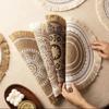 Boho Round Placemat 15 Inch Farmhouse Woven Jute Fringe TableMats with Pompom Tassel Place Mat for Dining Room INS Table Decors