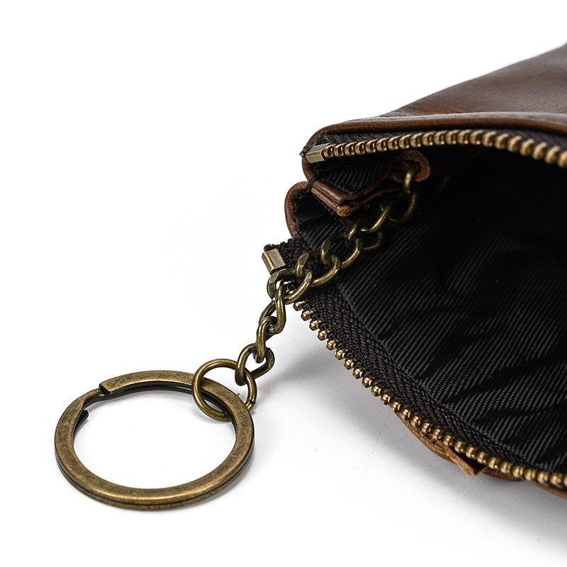 Genuine Leather Zipper Coin Wallet Men Wowen Natural Leather Small Short Purse Card Holder Cash Clutch Wallets Key Ring