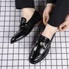 New Men's Business Leather Shoes Large Size Plaid Casual Loafers Men's Banquet Foot Cover Metal Buckle Shoes 48