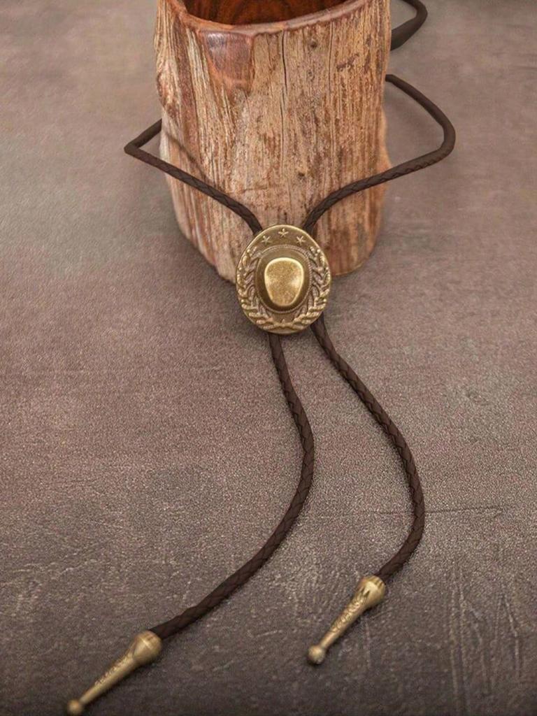 1pc Retro Vintage Copper/Silver Unisex Bolo Tie Necklace, Fashion Personalized Accessory Suitable For Daily Wear, Gift