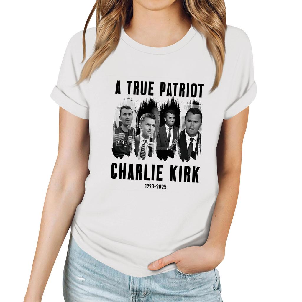 Women's Casual Printed T-Shirt Round Neck Pullover Short Sleeve Top