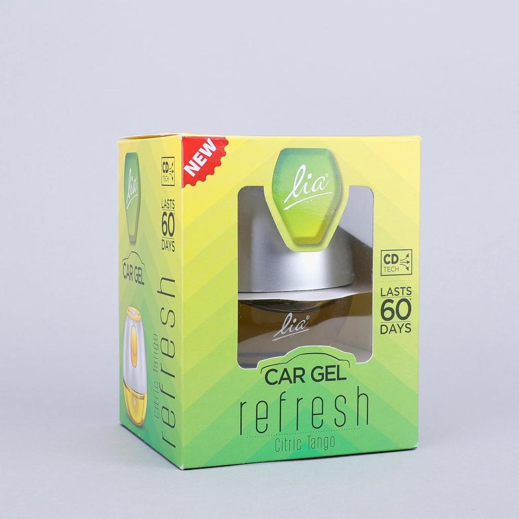 Cycle Lia Car Freshener Gel Citric Tango (Refresh) Dashboard Air Perfume Spill Proof 45 Gm Lasting 60 Days