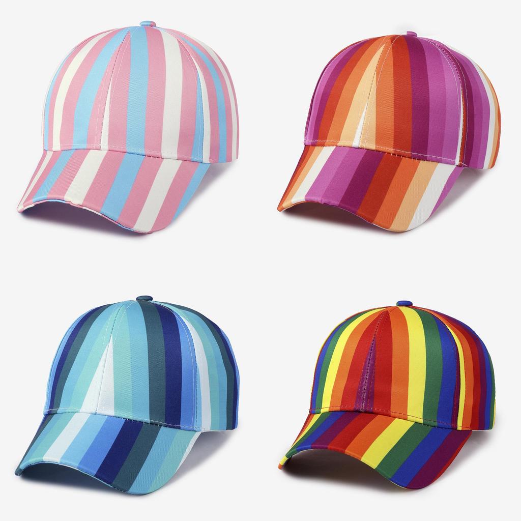 Unisex Rainbow Pattern Baseball Hat With Breathable Twill Fabric For Sun Protection