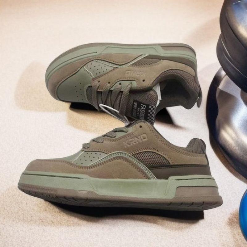 Braune und grüne Retro-Board-Schuhe Nische Kontrastfarben-Trend Hongkong-Flair Freizeit-Sport Skateboard-Schuhe
