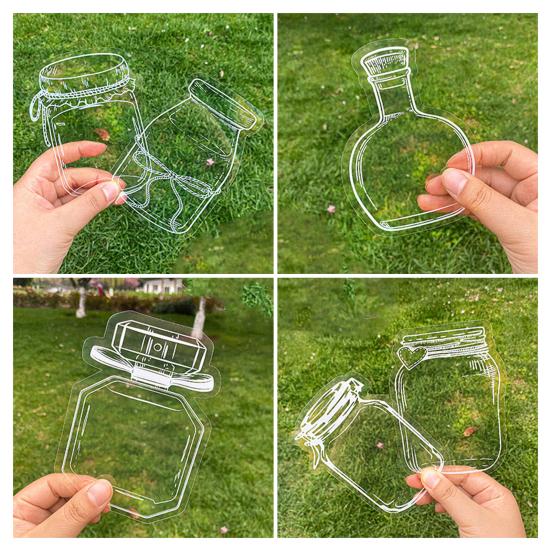 20 Pcs DIY Handmade Transparent Dried Flower Bookmark Clear Jar Bottle Shaped Stickers for Pressed Flowers Page Clips Bookmark