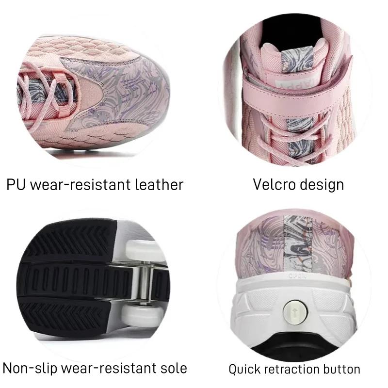 Women's Roller Skates Boys Girls Sports Shoes with Retractable Wheels Breathable Skating Boots Christmas Birthday Display Gift