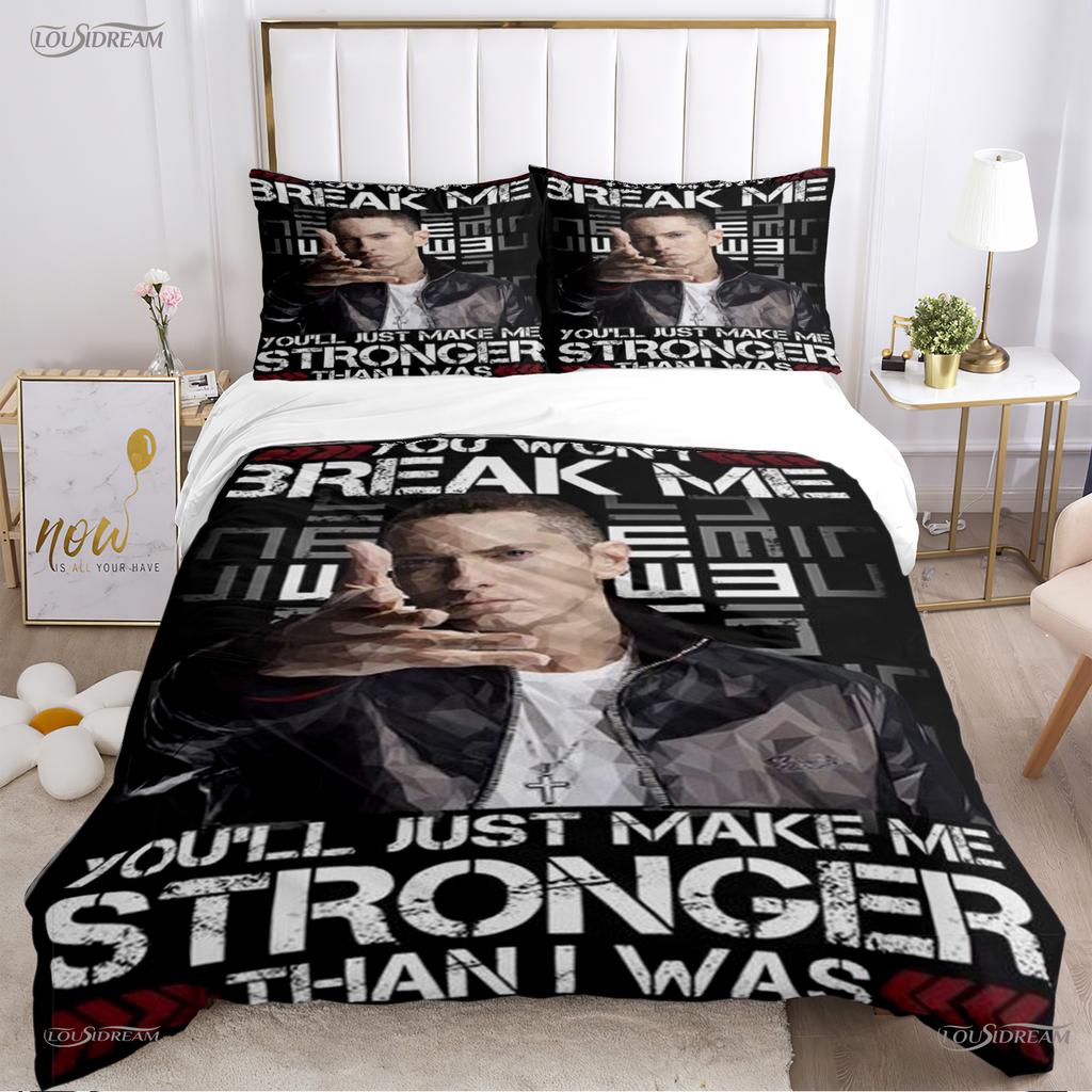 Eminem Cantante Hip-Hop Copripiumino Stagione Unica Matrimoniale Copripiumini e Federe per Adolescenti Singolo/Matrimoniale/Queen/King