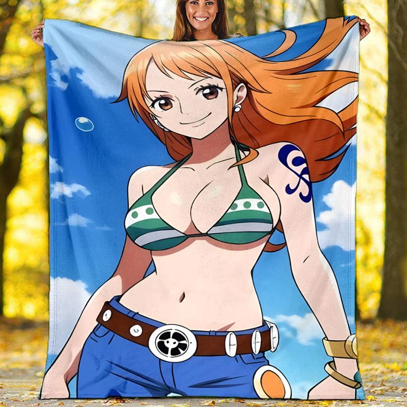 1pc N-Nami Theme Blanket - Digital Print, Polyester, Cozy for All Seasons, Perfect for Outdoor, and Travel