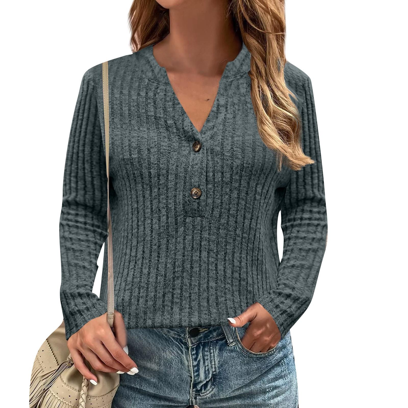 

Женский повседневный однотонный топ с V-образным вырезом и длинными рукавами на пуговицах на груди XXXL армия зеленый