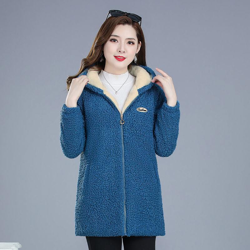 Women's Plus Size Fleece Short Coat with Velvet & Lamb Wool for Autumn & Winter – Fashionable & Warm for Middle-aged & Elderly