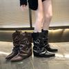 Fashion New Retro Style Women Knee High Boots Luxury Fashion Belt Buckle Shoes Autumn Winter Wedges Heel Women's Knight Long Boots