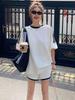 Damen Koreanischer Stil Schlankmachende Sportbekleidung: Rundhalsausschnitt, Kurze Ärmel, Lockere Passform, Sommerliches Freizeit-Zweiteiler-Set mit Shorts