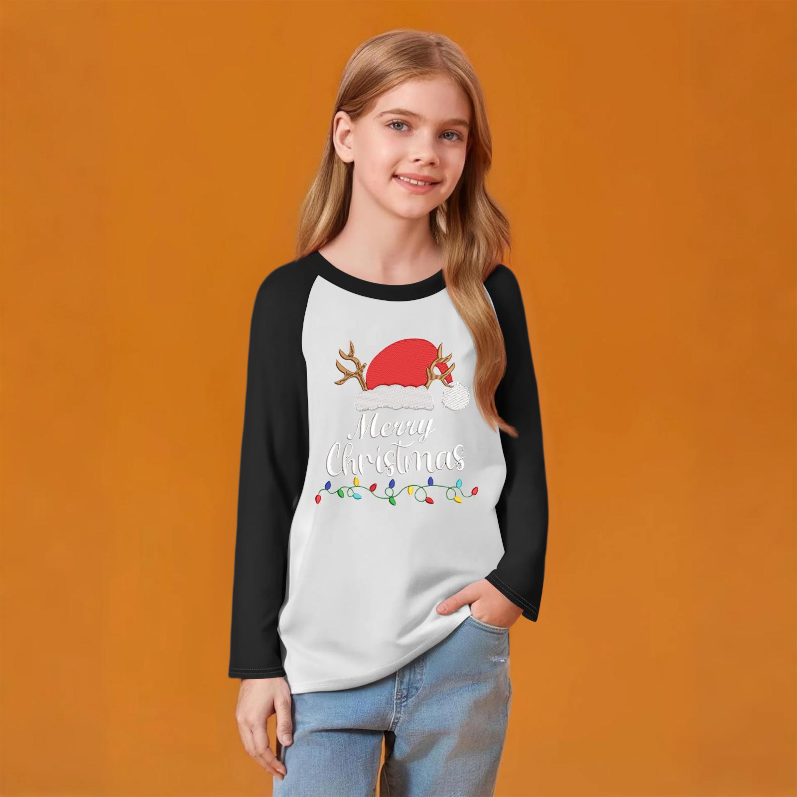 

Детский модный удобный пуловер с рождественским принтом на шее, топ с длинным рукавом 110