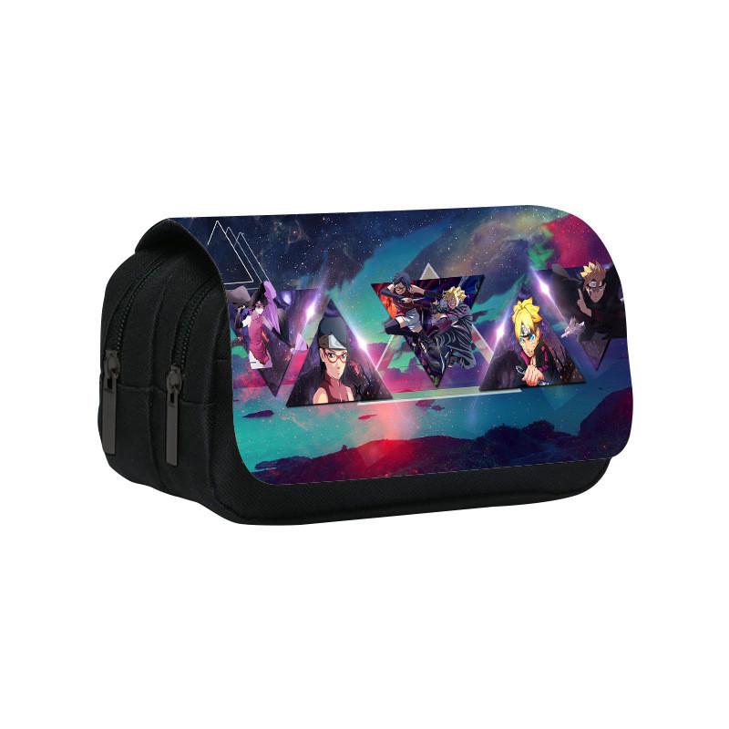 Naruto Shinobi Printed Twin Compartment Pen Pouch With Waterresistant Nylon For Students