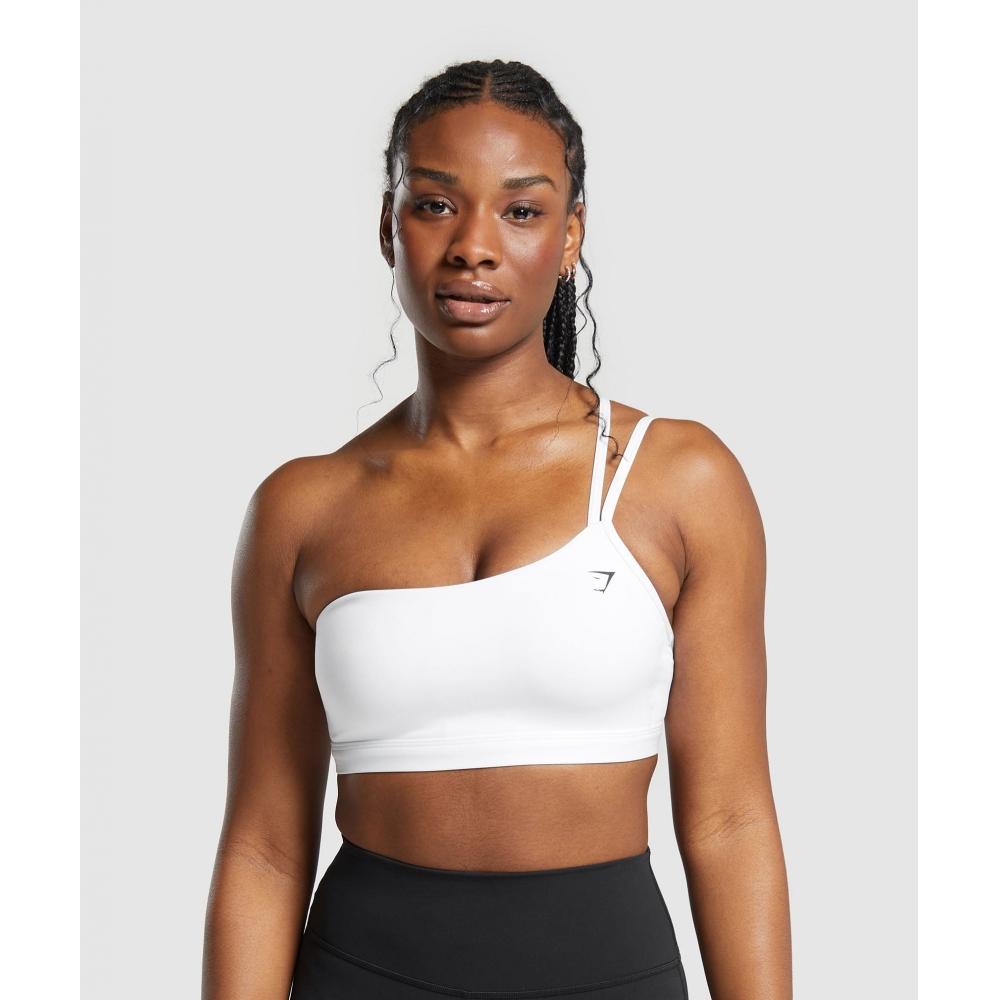

Gymshark One Shoulder Sports Bra White B8a5y Wb57 XS