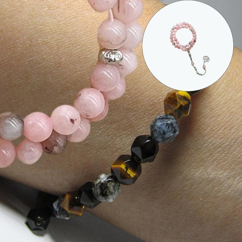Handmade Glass Bead Bracelet With 45 Simulated Jades Beads Hui Cultural Pattern Portable Daily Jewelry