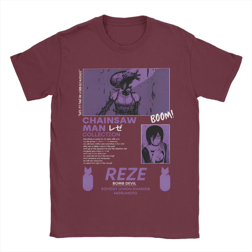 Chainsaw Man Reze T Shirts Men Women 100% Cotton Funny T-Shirt Round Collar Anime Movie Tee Shirt Short Sleeve Tops 4XL 5XL