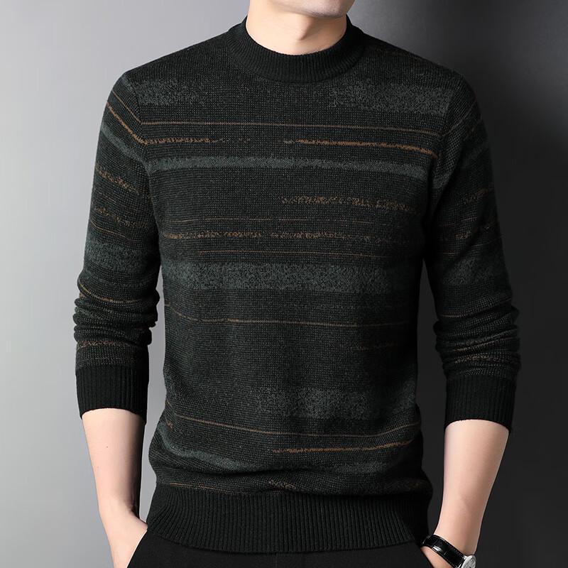 Hengyuanxiang Men's 100% Pure Wool Crew Neck Sweater