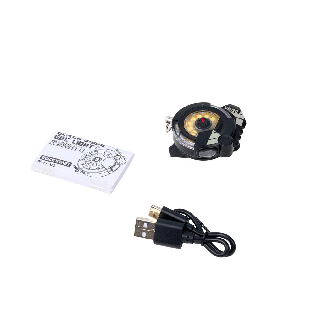 VSGO Rechargeable EDC Clip Pocket Flashlight with 3 Light 8 Light 200mAh Flat and Magnetic Versatile for Night and Signal Tools Sources, Modes,