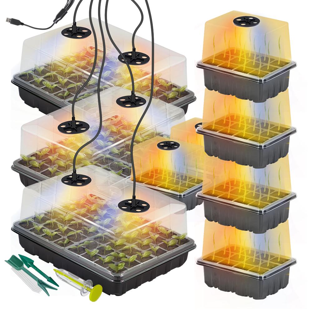 

XXL XL 16 см черный лоток для семян для начинающих с подсветкой для выращивания растений 12 ячеек 48 ячеек комнатный садовый горшок для проращивания растений купола с увлажнением