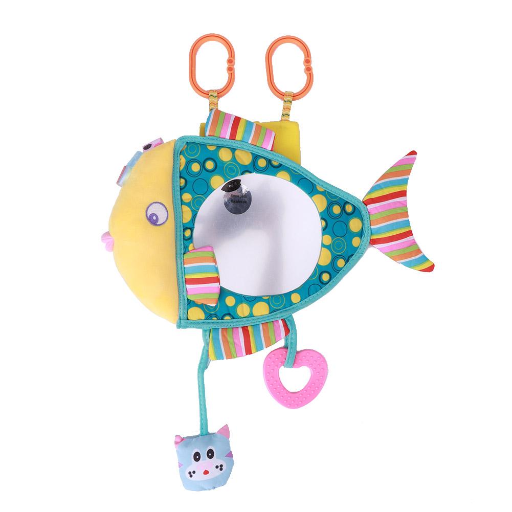 Car Backseat View Mirror Plush Fish Shape Cartoon Pattern Rearview Mirror