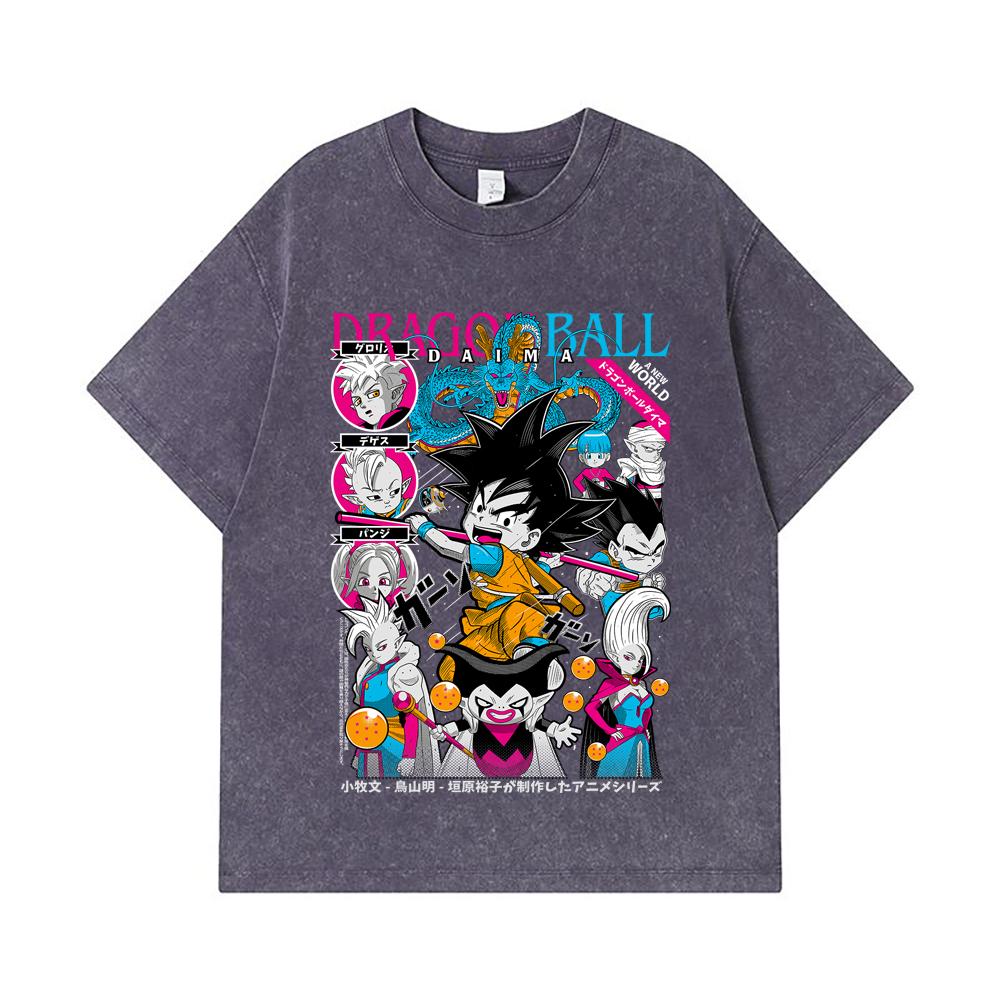 275 GSM Washed T-shirts 100% Cotton Dragon Ball V32 Daima Print Unisex Heavy Cotton T Shirt