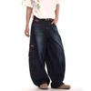 High Street Vintage Multi-Pocket Cat Whiskers Design Sense Wide Leg Jeans Summer Men's American Embroidery Design Sense Long Pants