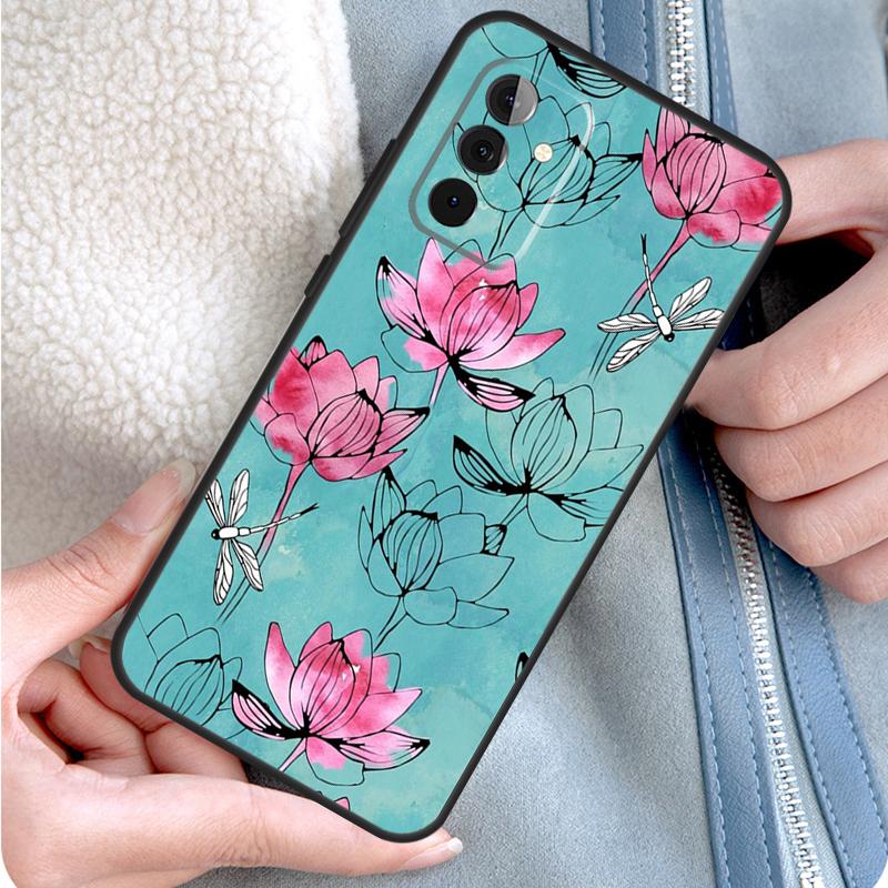 Lotus Flower Phone Case For Samsung Galaxy A55 A35 A25 A15 A51 A71 A12 A32 A52 A13 A33 A53 A14 A34 A54