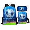 Trendy Popular flame football 3D Print 3pcs/Set pupil School Bags Laptop Daypack Backpack Inclined shoulder bag Pencil Case