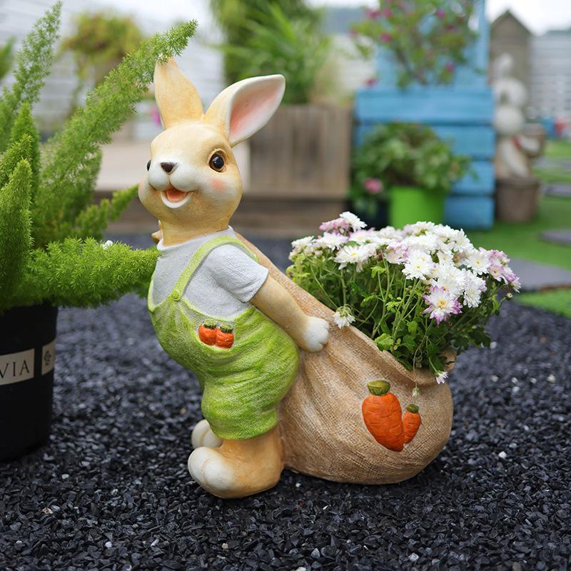 Cartoon Rabbit Flower Pot: Creative Outdoor Succulent Ornament for Gardens and Kindergartens