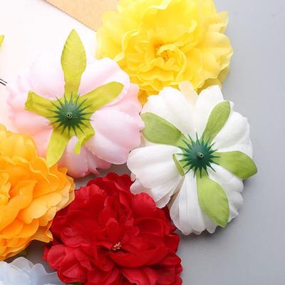 10PCS Dia. 13cm Artificial Flower Heads DIY Accessories Multicolor Silk Peony Flower Headdress Ornament Simulation Flower