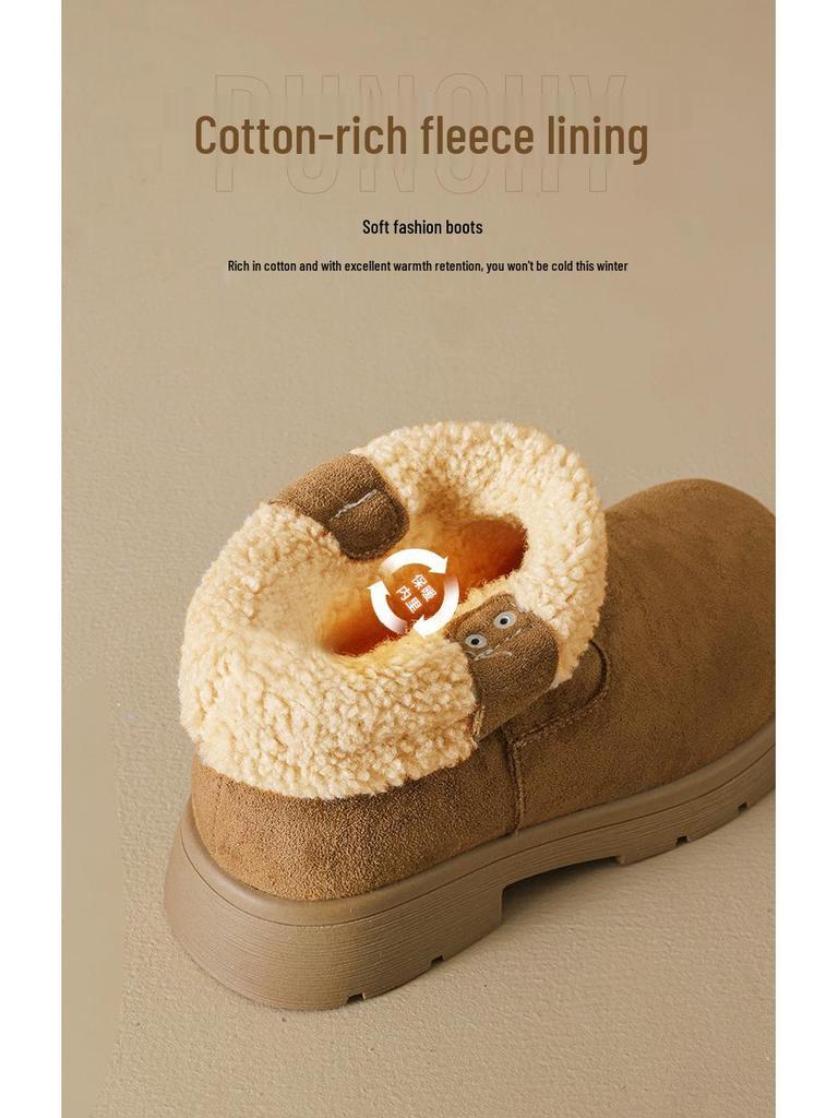 Women's 2025 Winter Fashion Snow Boots: Chunky Heel Ankle Boots with Thick Sole and Velvet Lining