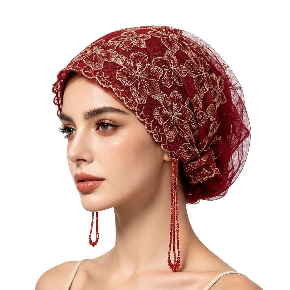 Elegant Lace Headband Cap Lace Texture Daily Hair Covering New Embroidered Hair Cap  Daily Wear