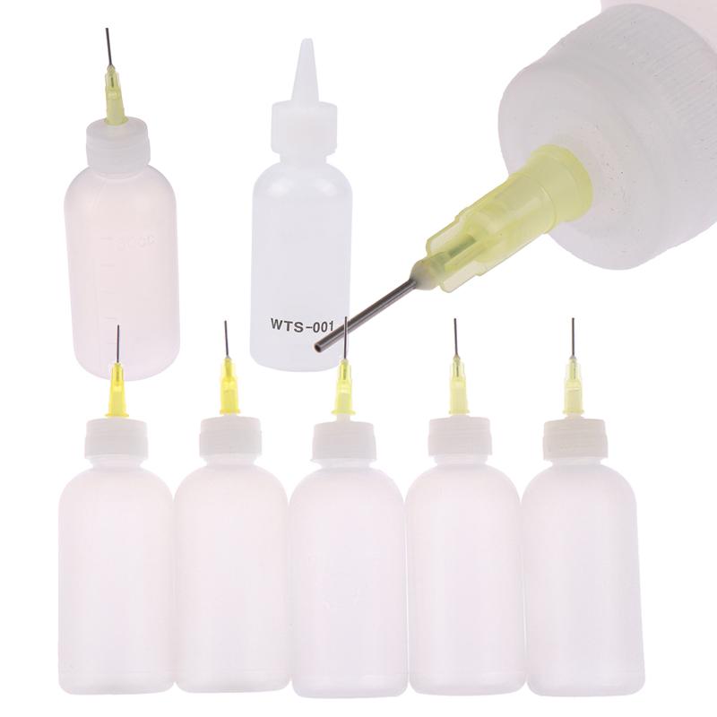 50ml Plastic Dispensing Needle Nozzle Syringe Bottle Glue Gel Alcohol Pot Reuse DIY Handmade Utensil
