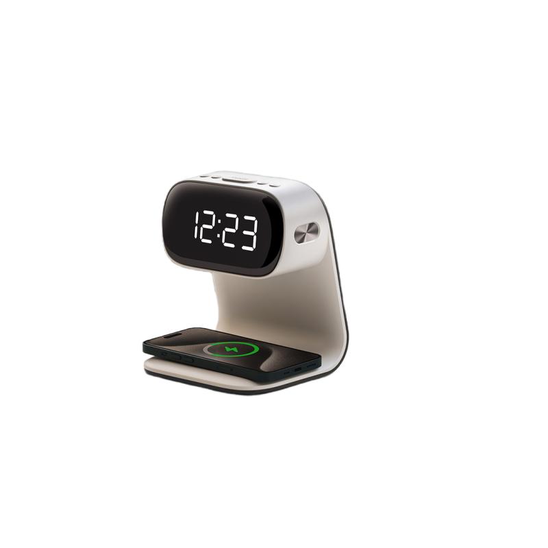 

1pc multifunctional wireless charging night light alarm clock, touch adjustable brightness, with snooze mode,USB plug in for use белый