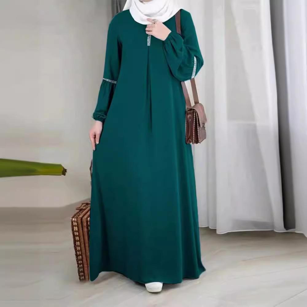 YYFS Dámská móda Podzim Zima Jednobarevný Potisk Dlouhý Rukáv O-Výstřih Ležérní Šaty