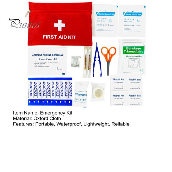 Durable First Aid Kit Waterproof Lightweight Portable Emergency Solid Color Zipper Camping Essentials Travel Survival