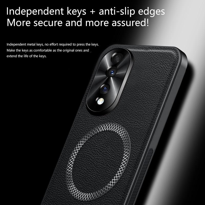 For Honor 80 and Honor 80 Pro GT Case Magnetic Elegant Leather Wear-Resistant Lens Fully Covered Non-Slip Grip Edge Cover Shell