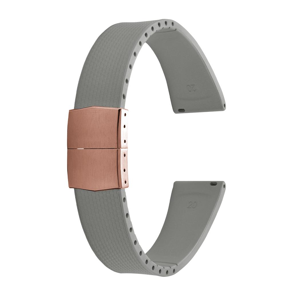 20mm Delugs CTS FKM Gummi Uhrenarmbänder mit 4 Farben Schmetterlingsschließe Einzigartige Textur Schnellverschluss Uhrenarmband für Markenuhr