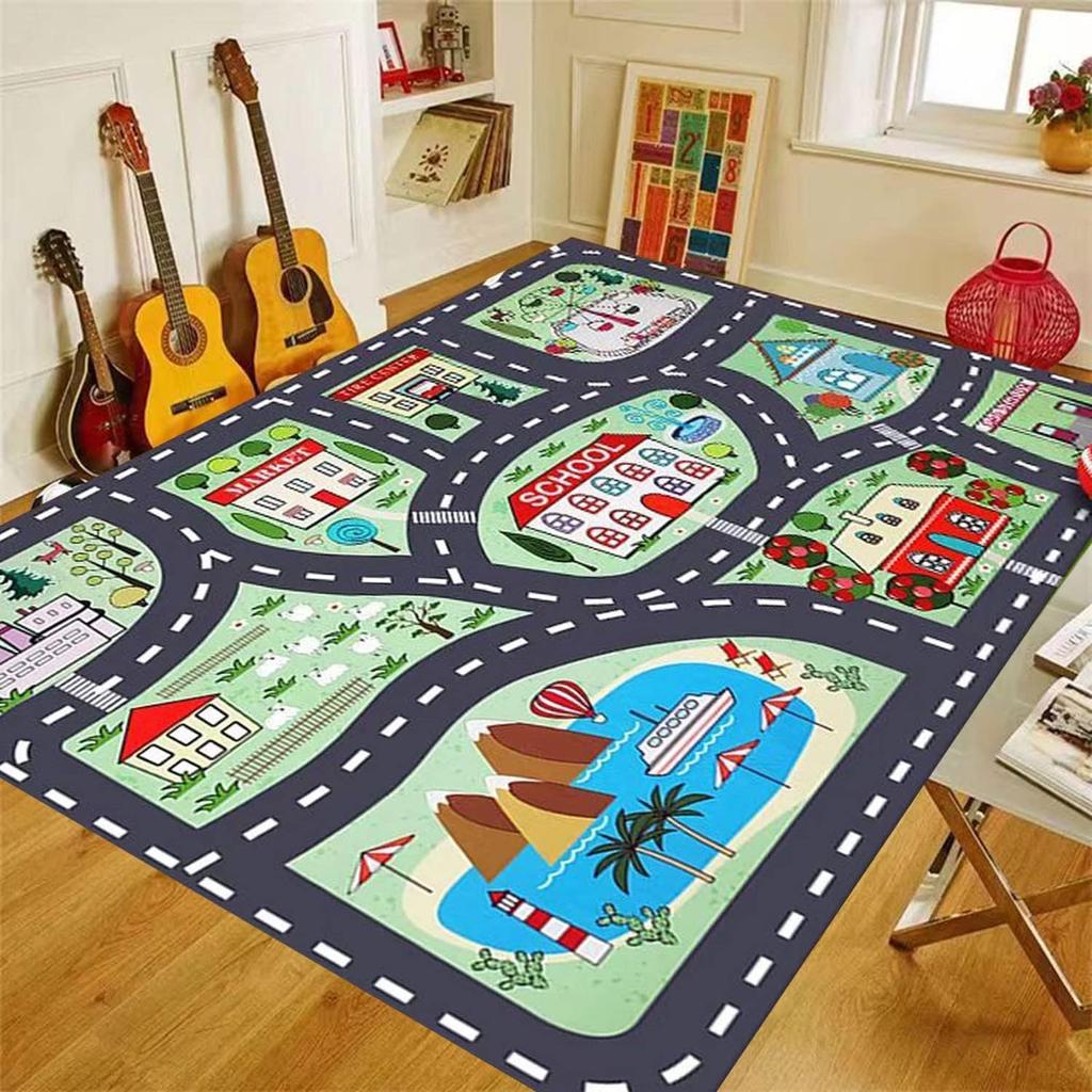 Children's Play Room Carpet , Road and Street Traffic Carpets Puzzle Game Floor Mat for Bath Living Room Baby Room Bedroom Decor